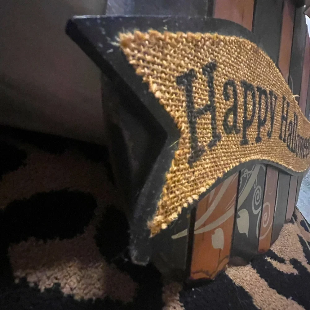 Wooden Slat Pumpkin Sign burlap - Picture 3 of 6